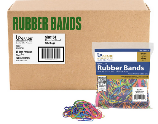 Upgrade Office Supply Assorted Size and Bright Color Rubber Bands, Latex-Free, 1/4 lb, USA
